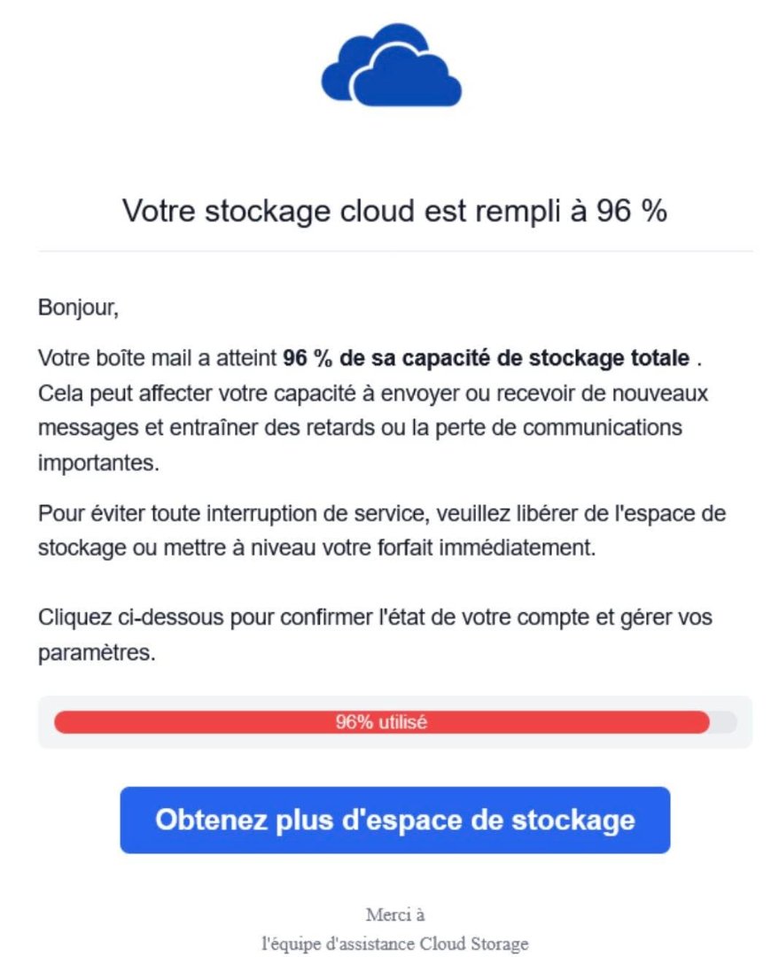 Illustration : Arnaque aux paiements de stockage Cloud inonde les Boîtes Mail avec faux renouvellements