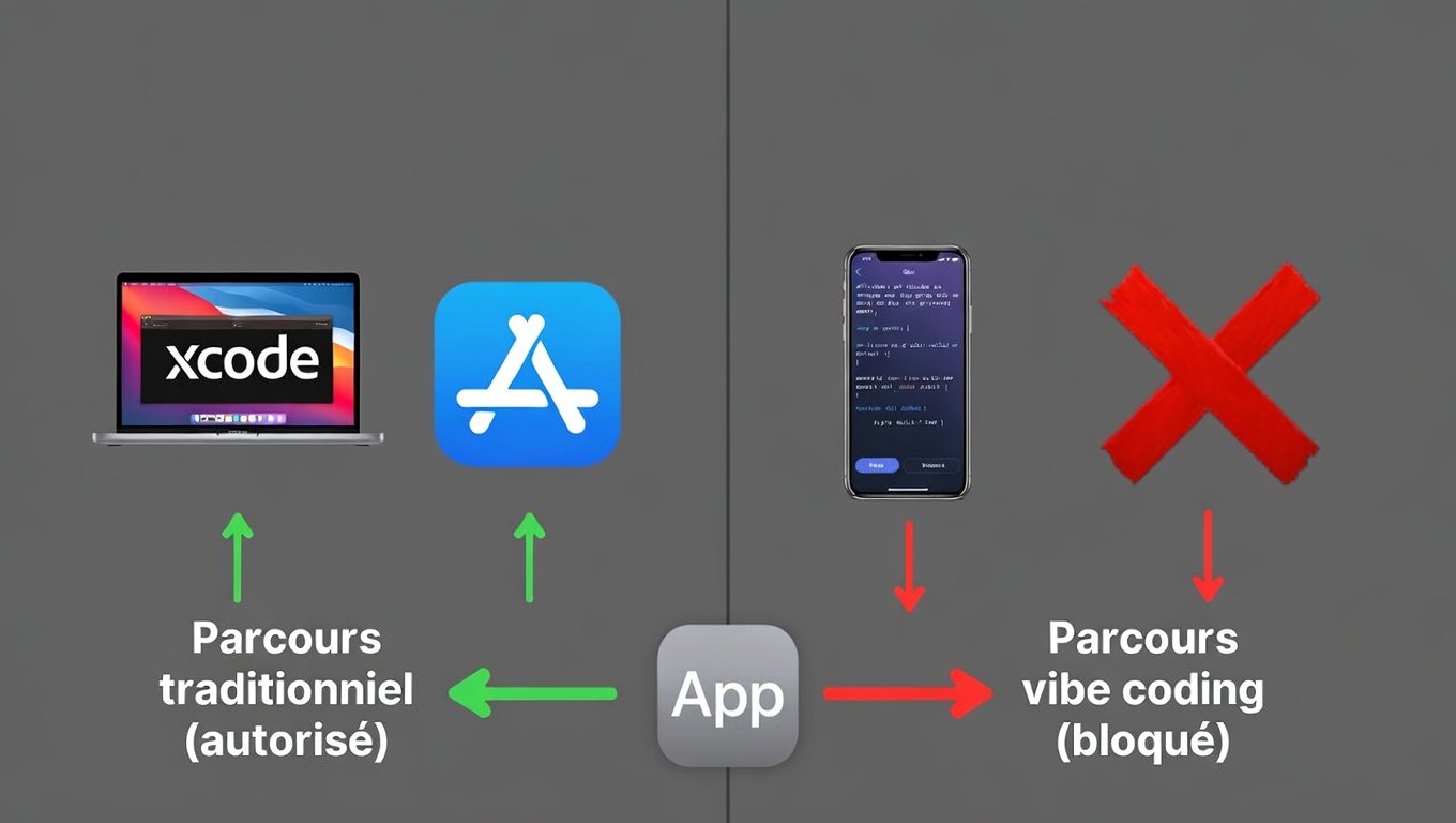 Illustration : Apple contre le vibe coding : quand le gardien de l'App Store bloque la porte qu'il vient d'ouvrir
