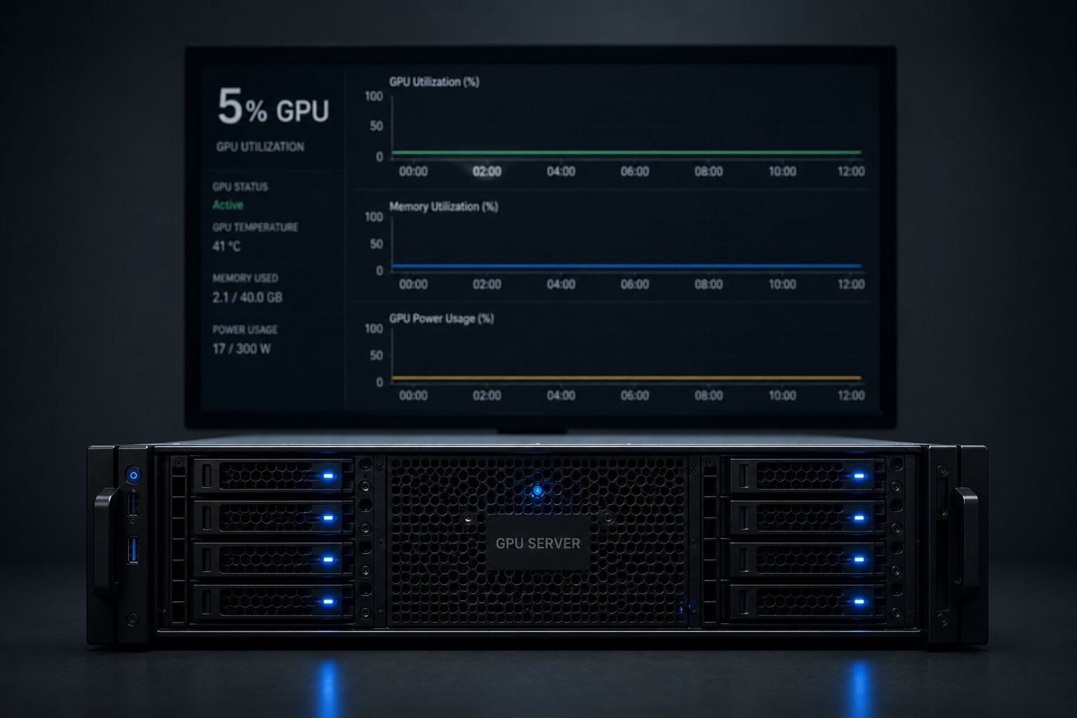 Illustration : 95% des dépenses GPU enterprise sont gaspillées (utilisation à 5%)