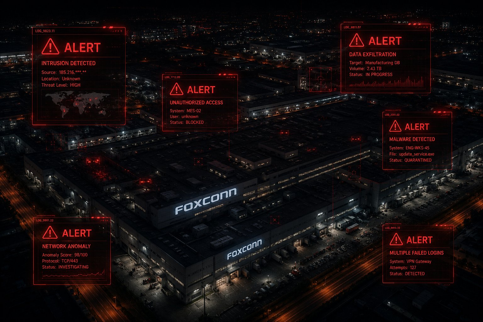 Illustration : Foxconn hacké : le risque systémique d'un ransomware chez le plus grand sous-traitant électronique mondial
