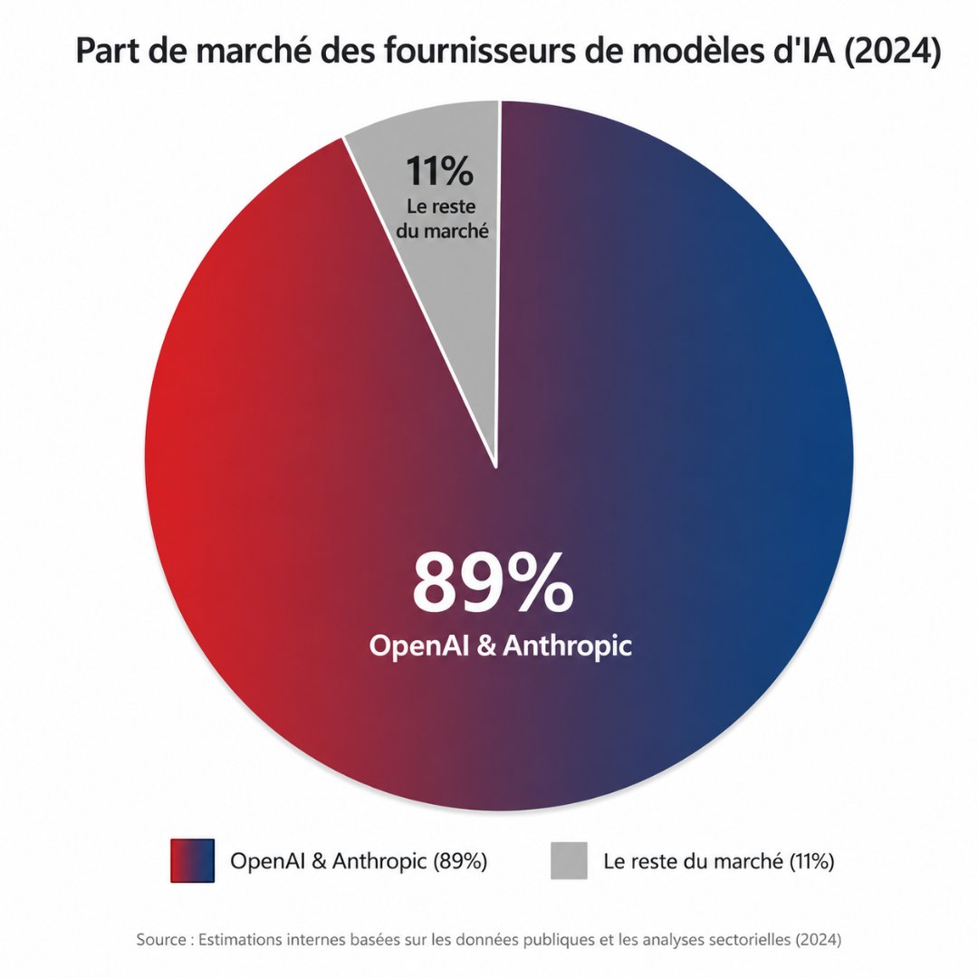 Illustration : Anthropic & OpenAI captent 89% des revenus IA startup