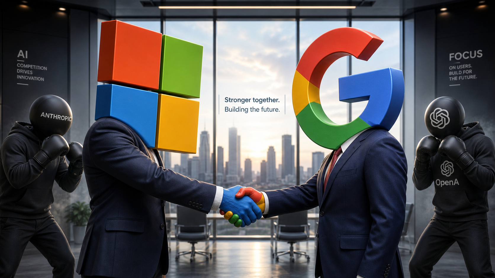 Illustration : L'alliance inattendue : Google et Microsoft font front commun contre Anthropic et OpenAI