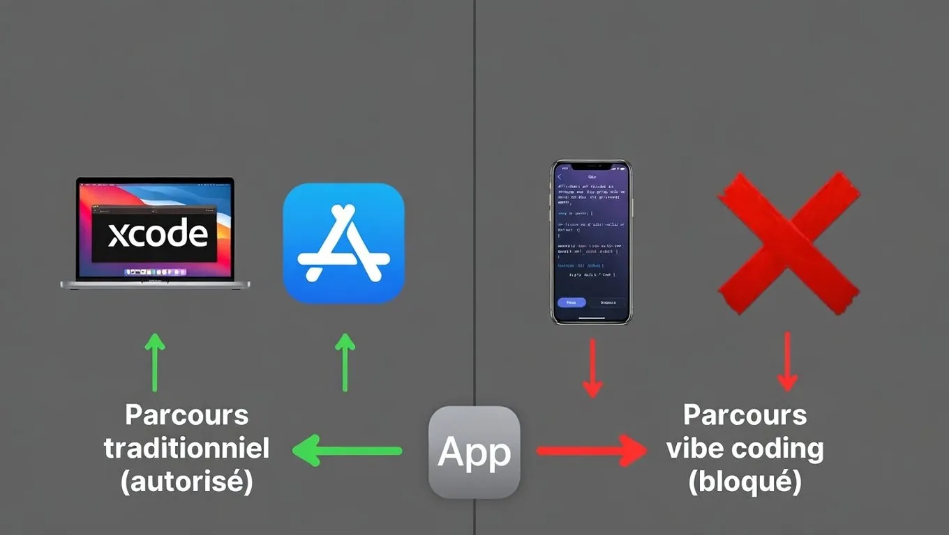 Illustration : Apple contre le vibe coding : quand le gardien de l'App Store bloque la porte qu'il vient d'ouvrir