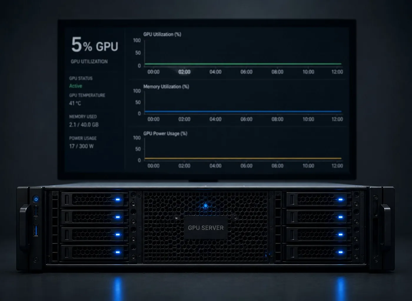 Illustration : 95% des dépenses GPU enterprise sont gaspillées (utilisation à 5%)