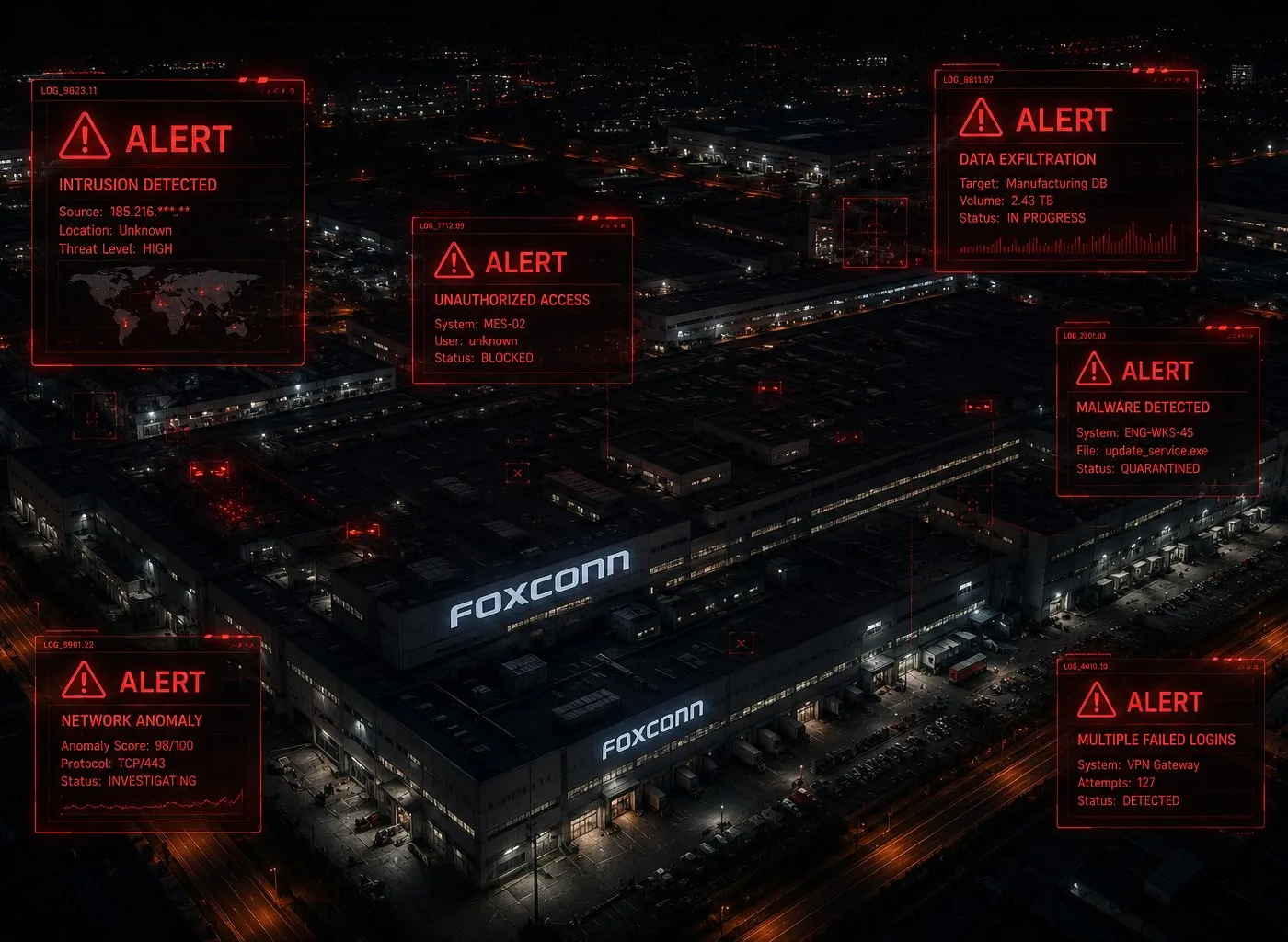 Illustration : Foxconn hacké : le risque systémique d'un ransomware chez le plus grand sous-traitant électronique mondial