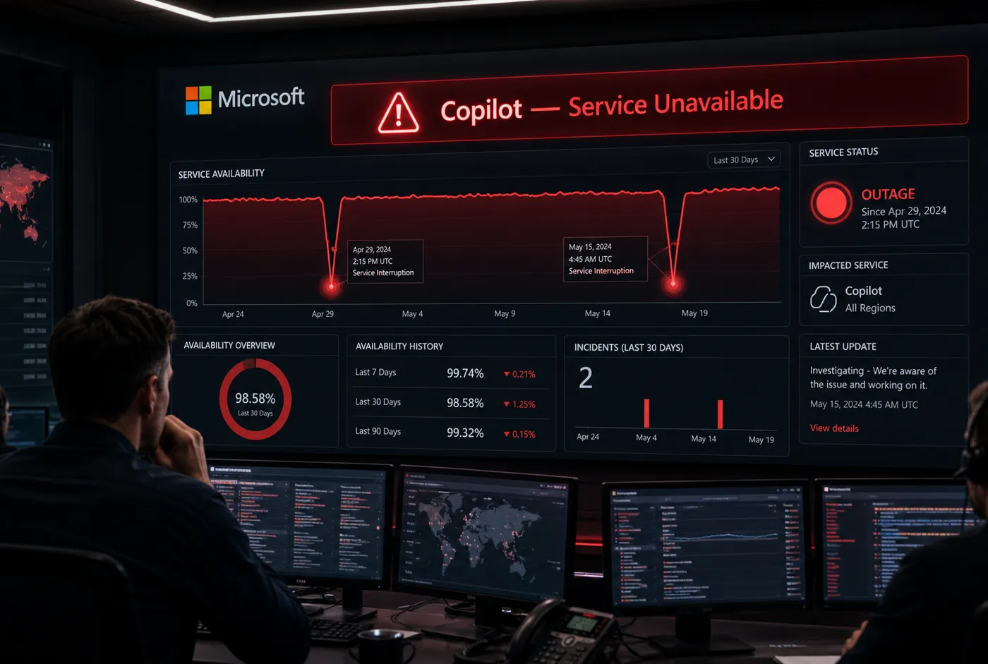 Illustration : Microsoft Copilot tombe en panne pour la deuxième fois en juin : fiabilité en question et vision Nadella