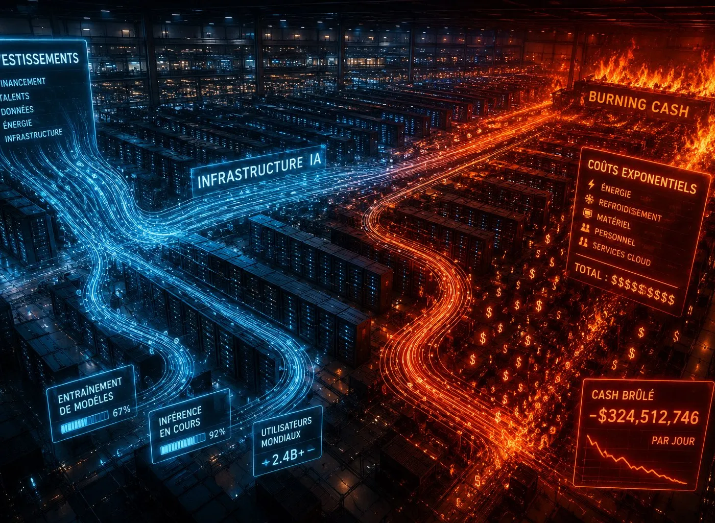Illustration : OpenAI en burn-rate extrême : 3,7 Md$ au premier trimestre 2026, 34 milliards sur l'année - la valorisation tient-elle ?