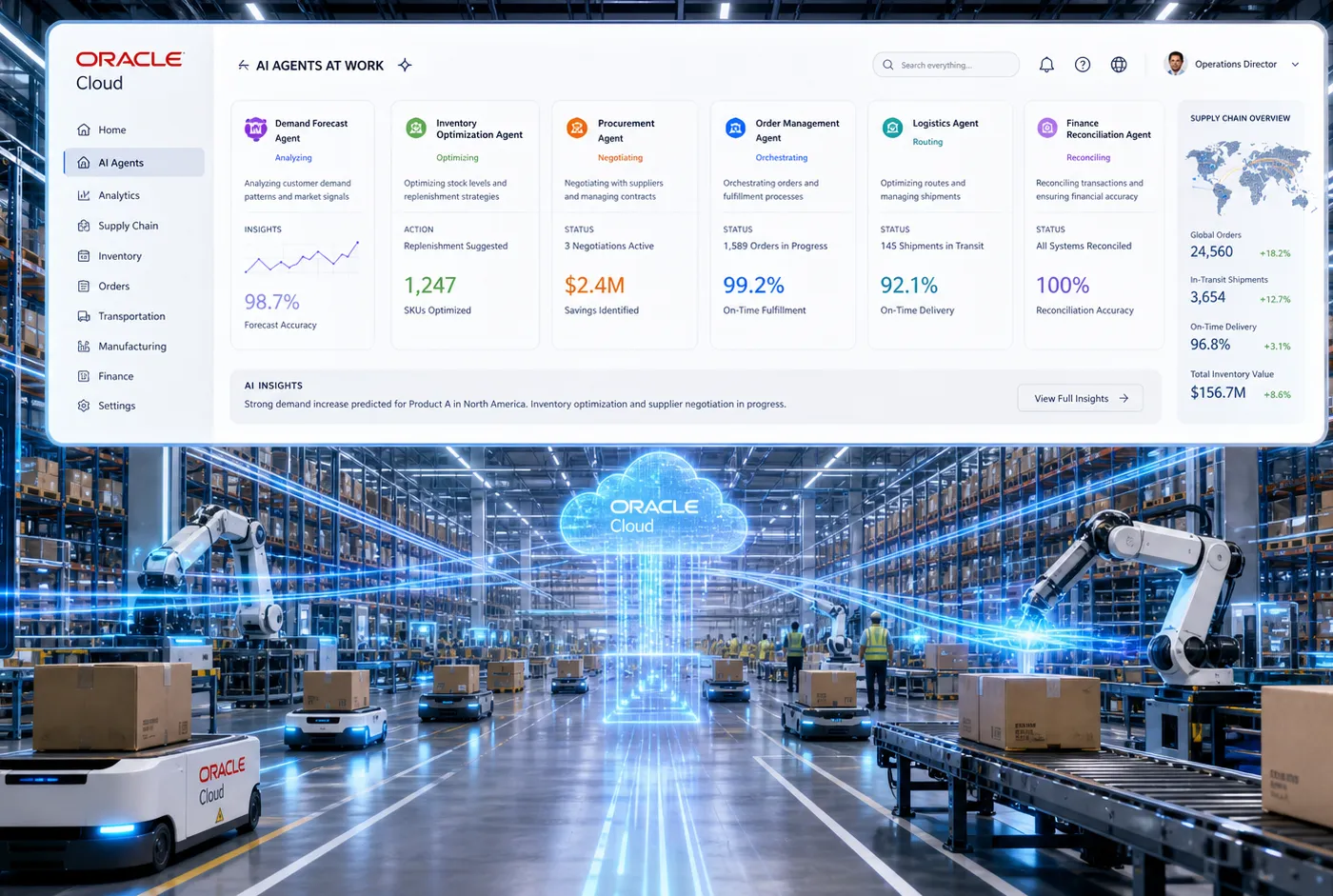 Illustration : Oracle propulse l'IA agentique dans la supply chain : 4 nouvelles applications cloud qui changent la donne pour les DSI